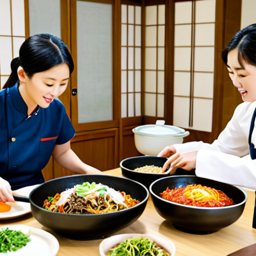 Home 14 **
"A traditional Korean cooking class, fully clothed participants learning to make Bibimbap, modest attire, safe for work, perfect anatomy, natural proportions, family-friendly, bright and inviting kitchen setting with traditional Korean decor, high-quality photography."
**