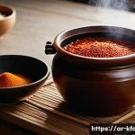 한식 명인의 요리법 - A traditional Korean kitchen scene showcasing the slow fermentation of Gochujang sauce in a rustic e...