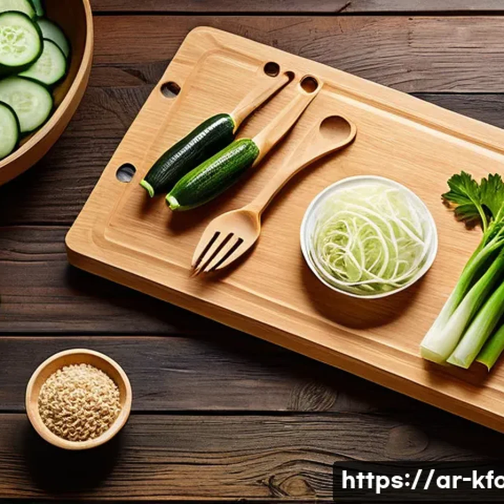 한식 도마 및 조리도구 추천 - A traditional Korean kitchen scene featuring a large wooden cutting board made of smooth beech or oa...