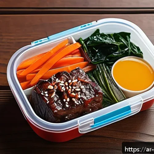 Home 30 한식 도시락 레시피 - A beautifully arranged Korean lunchbox featuring short-grain sticky rice with a glossy texture, vibr...